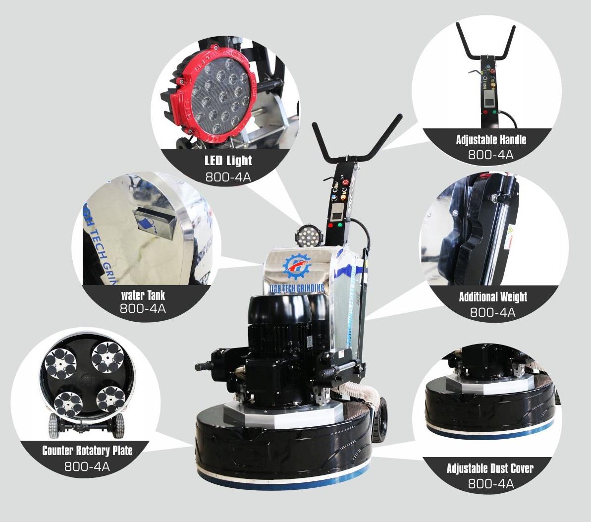 Four Heads Dustless Planetary Floor Grinder With Dust Port